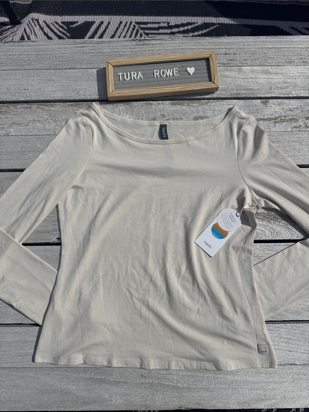 Vuori Long Sleeve Tuvalu Boat Neck Bone Women's Large NWT